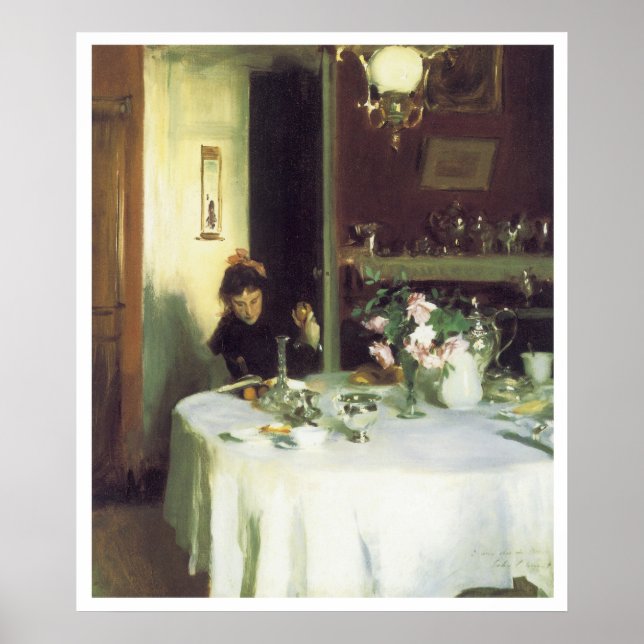 The Breakfast Bord, 1884 John Singer Sargent Poster (Framsidan)