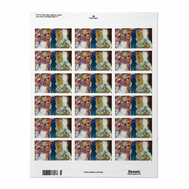 The Bride, 1917-1918, Gustav Klimt Adressetikett (Helt Ark)