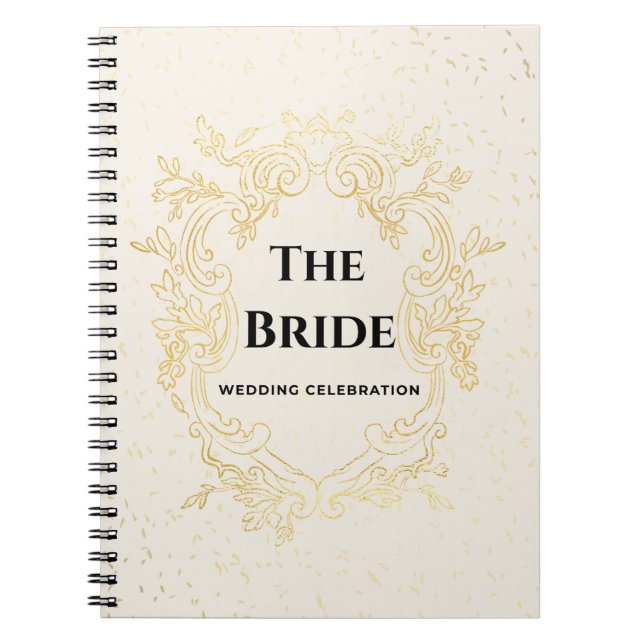 The Bride – Gold Frame Wedding Design notebook Anteckningsbok (Framsidan)