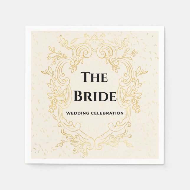 The Bride - Gold vintage frame paper napkins Pappersservett (Framsidan)