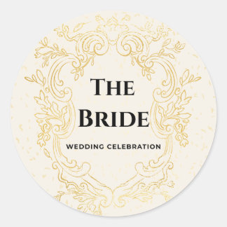 The Bride - Gold vintage frame sheet of stickers Runt Klistermärke
