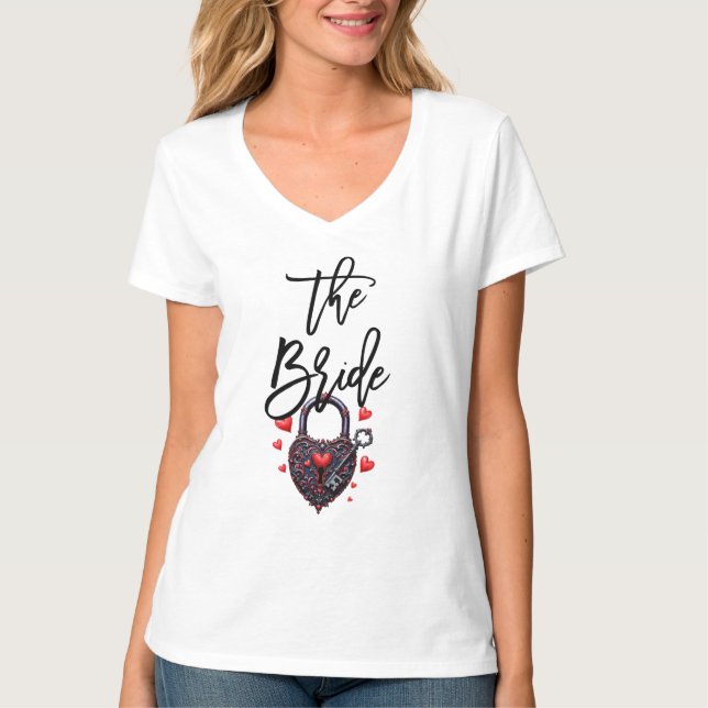 The Bride Goth Heart Lock and Key T Shirt (Framsida)