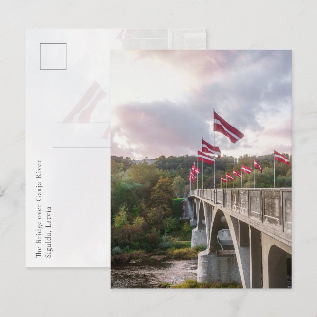 The Bridge over Gauja River, Sigulda, Latvia Vykort (Fram/baksida)