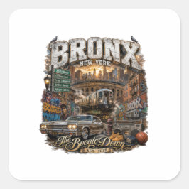 The Bronx New York Boogie Down Urban Collage Fyrkantigt Klistermärke