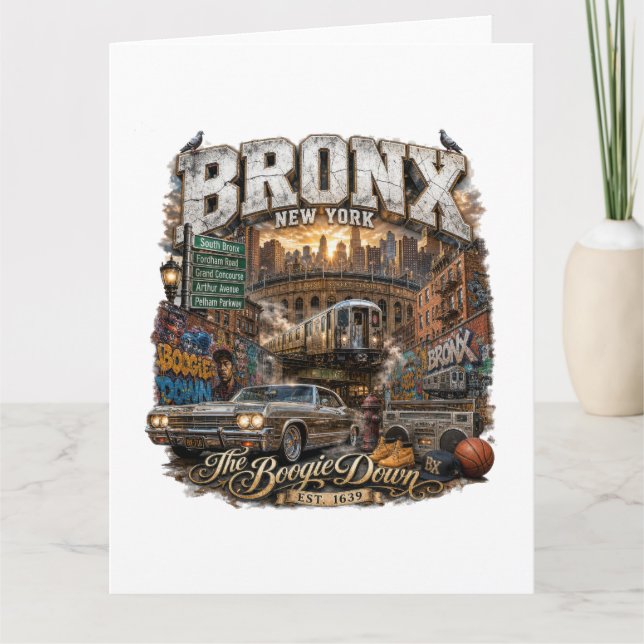 The Bronx New York Boogie Down Urban Collage Kort (Framsida)