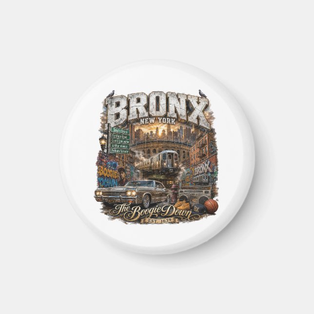 The Bronx New York Boogie Down Urban Collage Magnet (Framsidan)