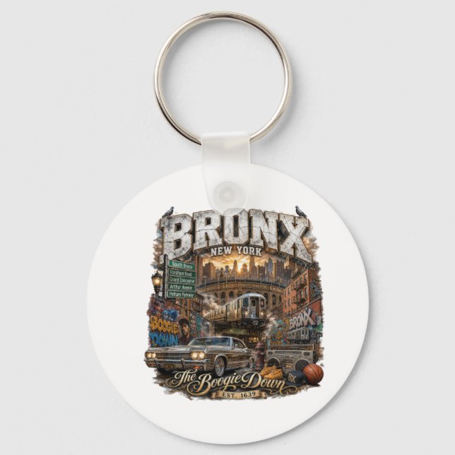 The Bronx New York Boogie Down Urban Collage Nyckelring (Framsida)