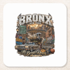 The Bronx New York Boogie Down Urban Collage Underlägg Papper Kvadrat