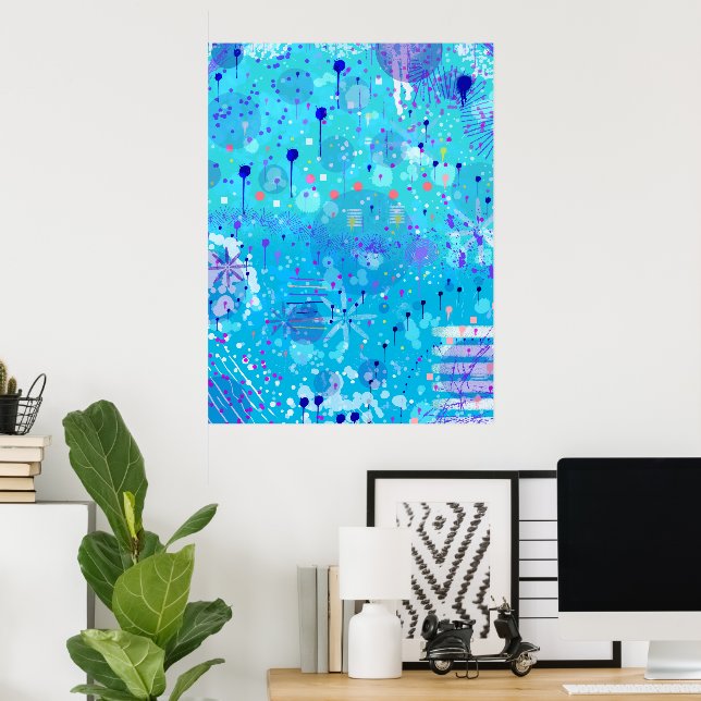 The Bubble Machine: Blå Abstrakt Konst  Poster (Hemmakontoret)