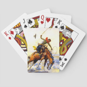 “The Bucker” västerländsk konst av Charles M Russe Casinokort