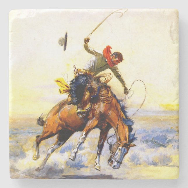 “The Bucker” västerländsk konst av Charles M Russe Stenunderlägg (Framsidan)