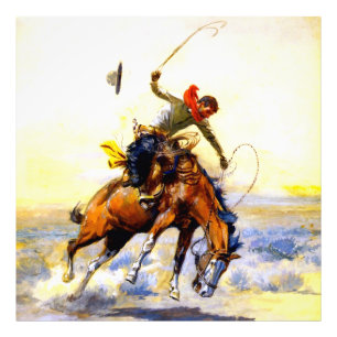 "The Bucker" Western Art av Charles M Russell Fototryck