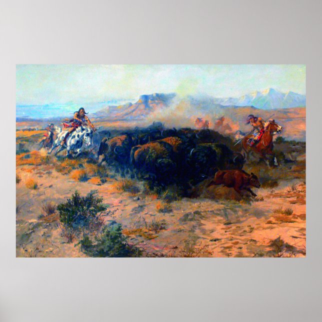 The Buffalo Hunt Native American Hunt Poster (Framsidan)