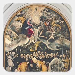 The Burial of Count Orgaz Fyrkantigt Klistermärke