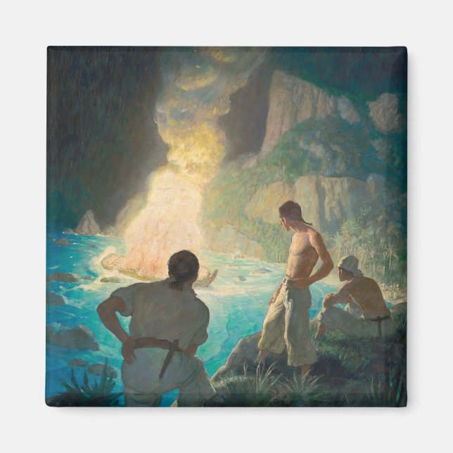 The Burning of the Bounty, 1940 av N. C. Wyeth Magnet (Framsidan)