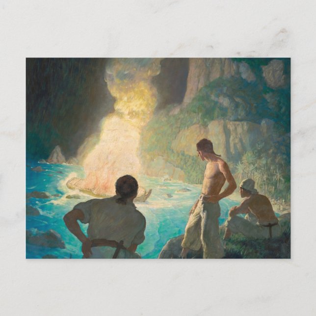 The Burning of the Bounty, 1940 av N. C. Wyeth Vykort (Framsida)