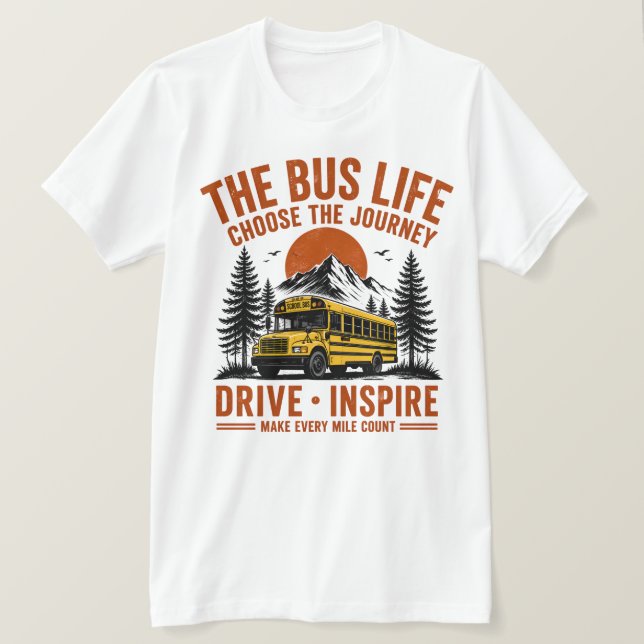 The Bus Life Retro Mountain Adventure T-Shirt - Ch (Design framsida)