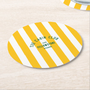 The Cabin Club Custom Crest Gul Parkremsa Underlägg Papper Rund