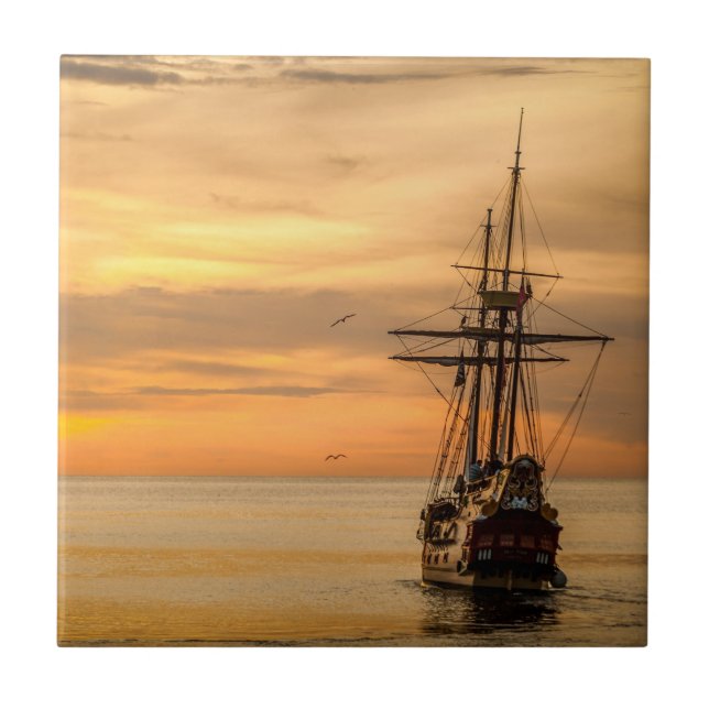 The Calm Sea - Galleon at Sail Kakelplatta (Framsidan)