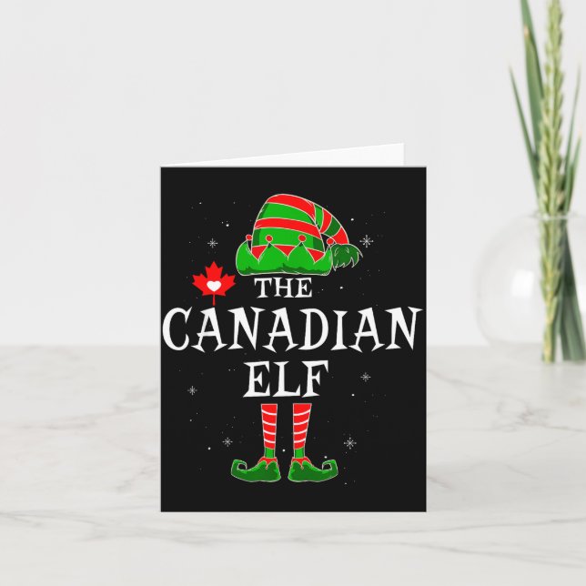 The Canadian Elf Group Matching Family Christmas C Kort (Framsida)