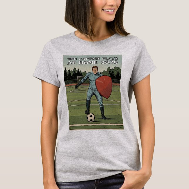 The Captain Plays at Home 2026 — Retro Comic T Shirt (Framsida)