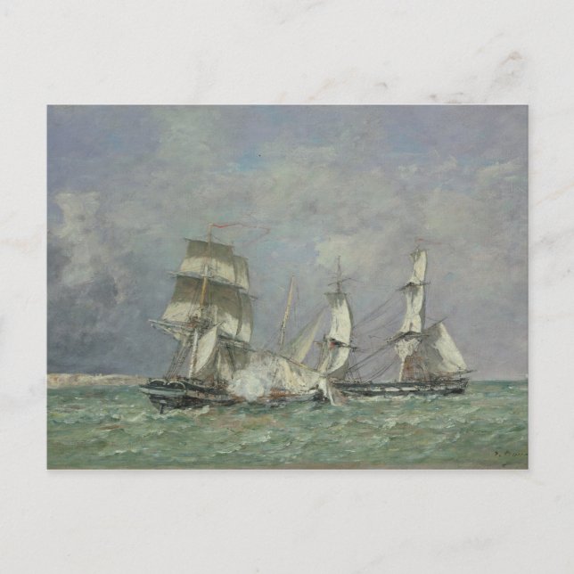 The Capture of the 'Petit Rodeur', 1878 (oil on ca Vykort (Framsida)