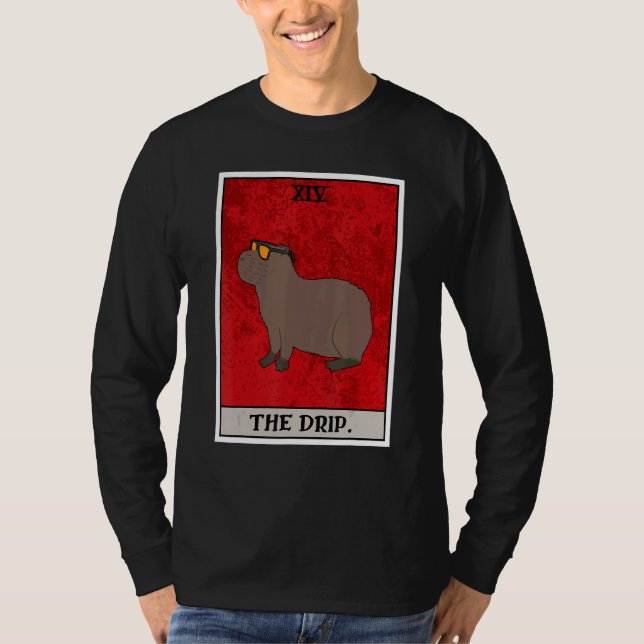 The Capybara Drip Tarot Card Semi Aquatic Big Rode T Shirt (Framsida)