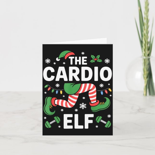 The Cardio Elf Funny Fitness Christmas Gym Workout Kort (Framsida)