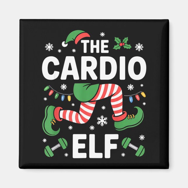The Cardio Elf Funny Fitness Christmas Gym Workout Magnet (Framsidan)