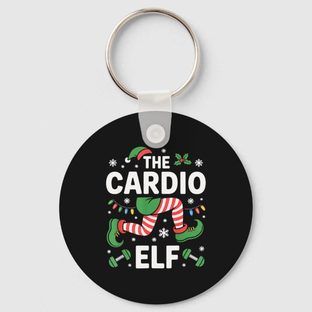 The Cardio Elf Funny Fitness Christmas Gym Workout Nyckelring (Framsida)