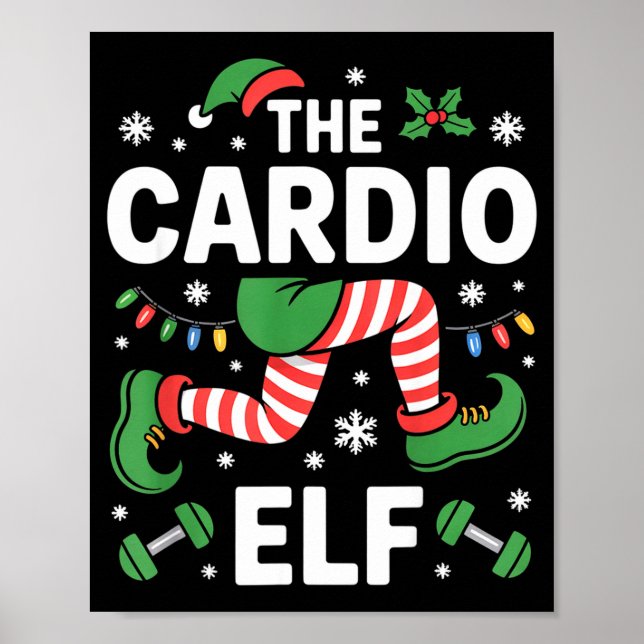 The Cardio Elf Funny Fitness Christmas Gym Workout Poster (Framsidan)