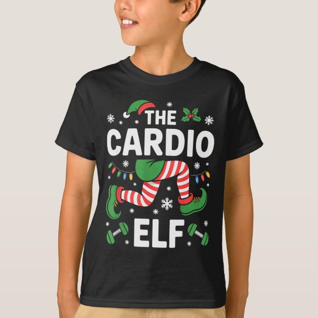 The Cardio Elf Funny Fitness Christmas Gym Workout T Shirt (Framsida)