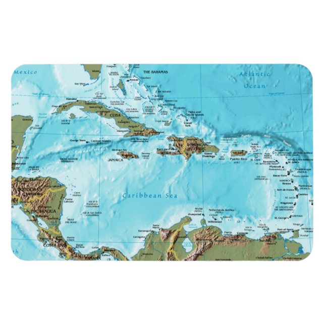 The Caribbean (map) Magnet (Horisontell)