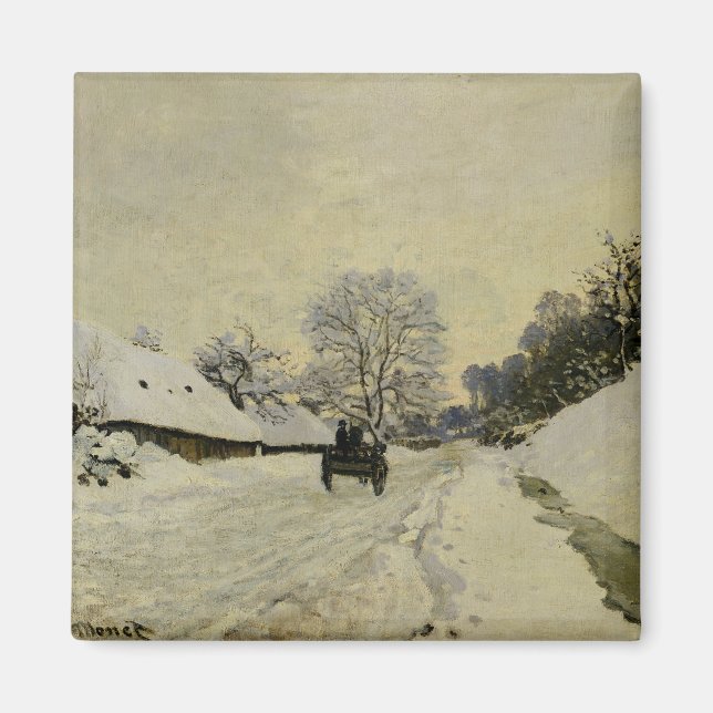 The Cart, eller Road under Snö vid Honfleur, 1865 Magnet (Framsidan)