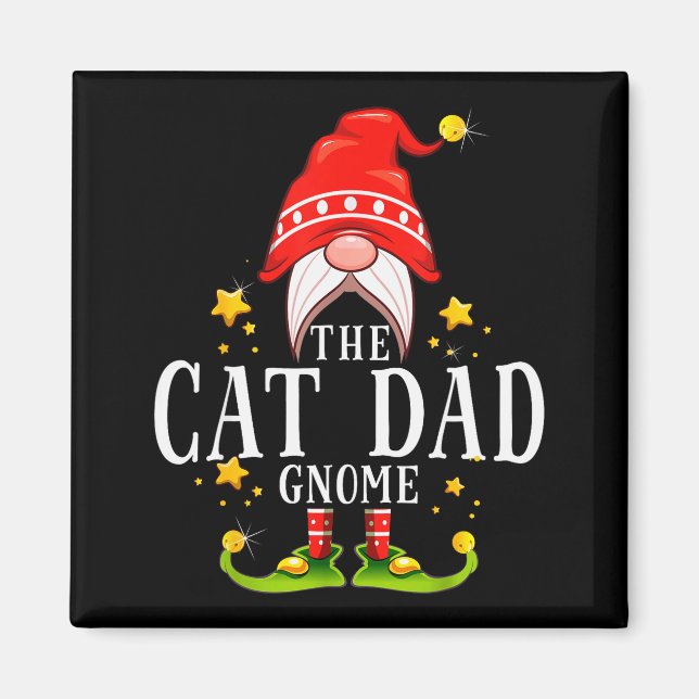 The Cat Dad Gnome Christmas Matching For Men Women Magnet (Framsidan)