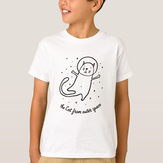 The Cat From Outer Space Funny Astronaut Kitty T Shirt (Framsida)