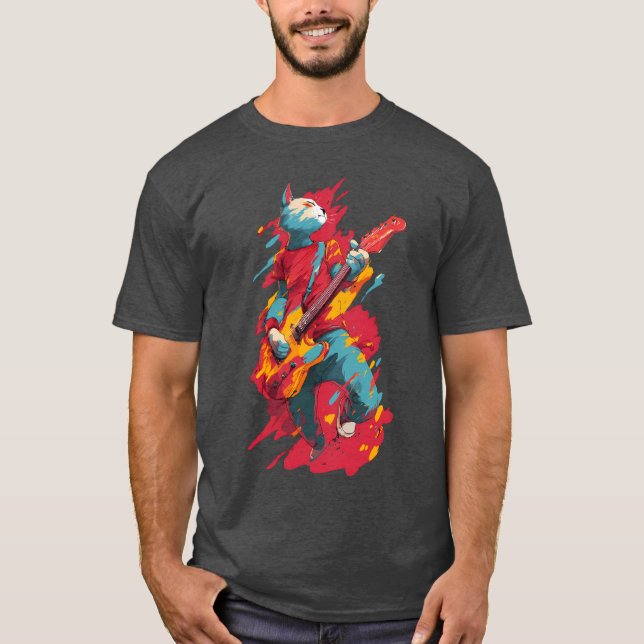 The cat guitarist t shirt (Framsida)