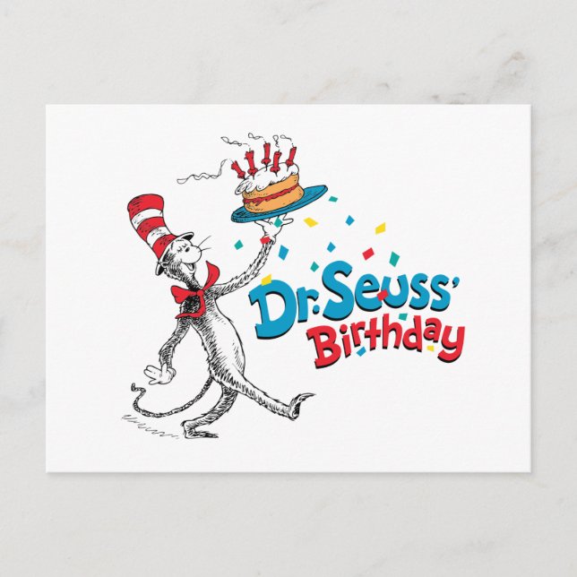 The Cat in the Hat | Dr. Seuss's Birthday Vykort (Framsida)