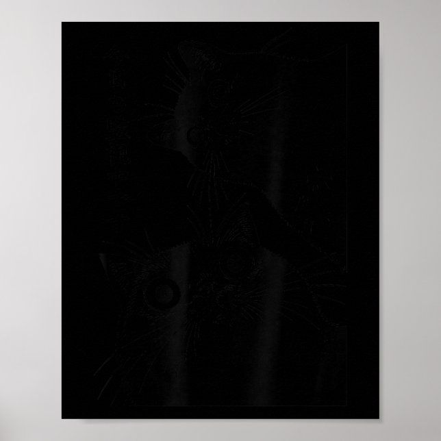 The Cat Is Watching Today Funny Japanese Black Cat Poster (Framsidan)