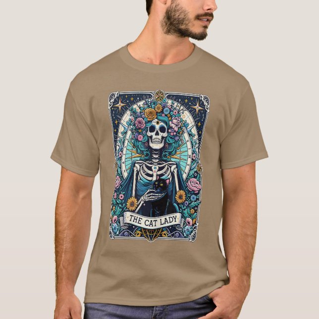 The Cat Ladyarot Card Skeleton Cat Mom Cat Lover f T Shirt (Framsida)