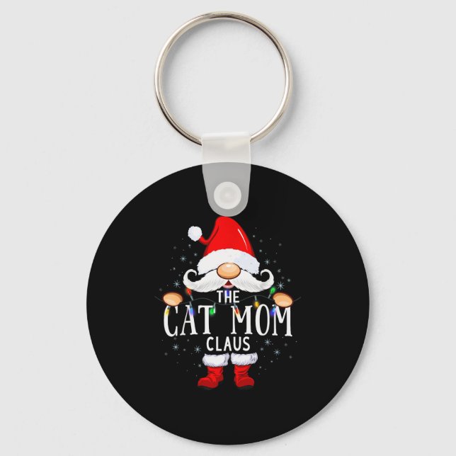 The Cat Mom Claus Christmas Matching Pajama Men Wo Nyckelring (Framsida)
