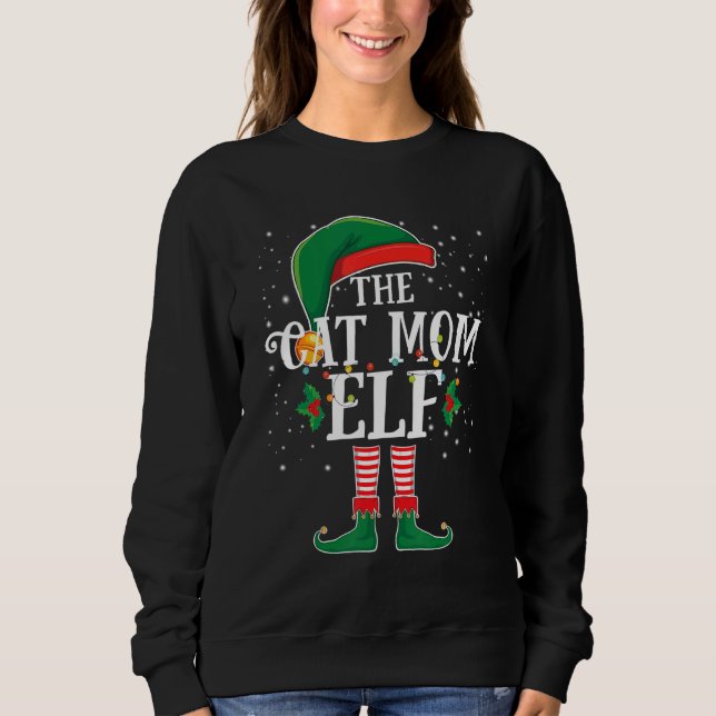 The Cat Mom Elf Family Group Matching Christmas Pa T Shirt (Framsida)