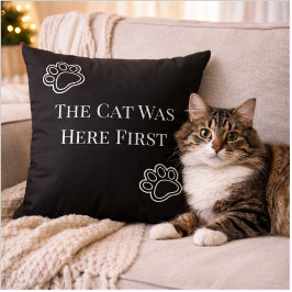 The Cat Was Here First Minimalist Pillow Kudde
