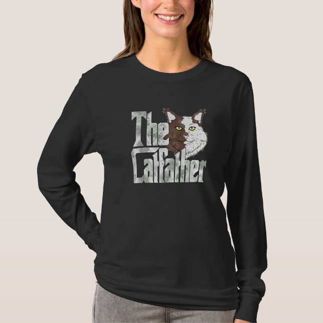 The Catfather Cat Father Mafia Whiskers Male Daddy T Shirt (Framsida)