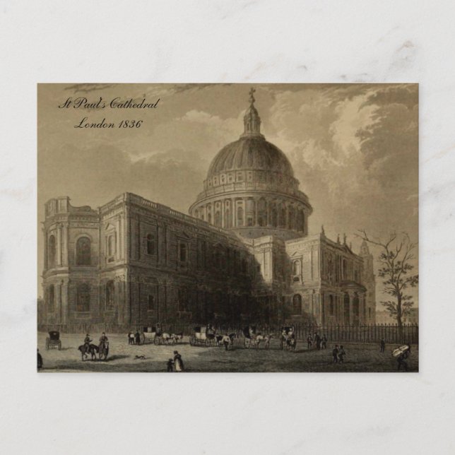The Cathedrals of England Series: St.Paul's 1836 Vykort (Framsida)