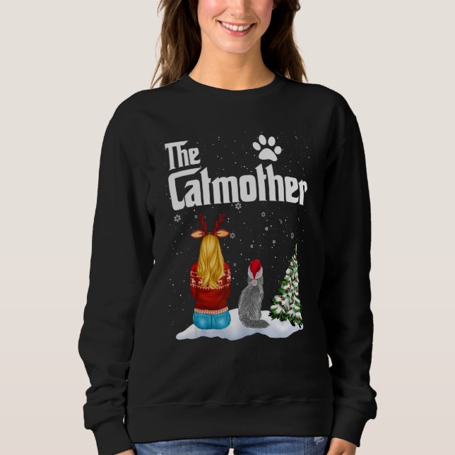 The Catmother Maine Coon Cat Mom Christmas   Kitty T Shirt (Framsida)