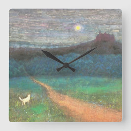 The Cat's Midnight Journey Fyrkantig Klocka