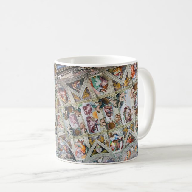 “ The ceiling of the Sistine Chapel ”,Michelangelo Kaffemugg (Framsida höger)