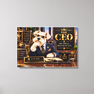 The CEO Schnauzer Kontorsväggkonst – Rolig Verkstä Canvastryck