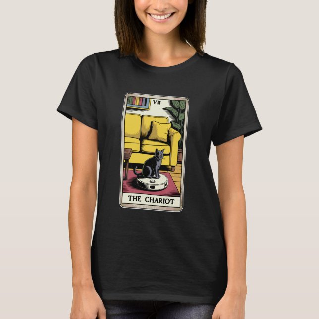 The Chariot Tarotkort Katt Robot Dammsugare Ca T Shirt (Framsida)